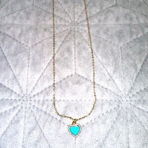 Turquoise heart necklace with gold chain. New/ never worn.super cute!🩵😍🩵